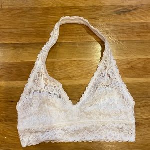 white lace aerie halter bralette size S